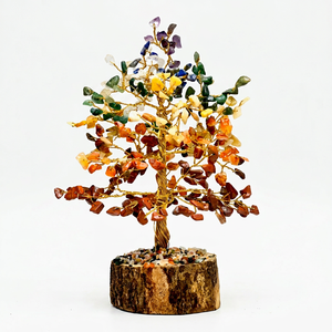 Natural Folk Art Style Eco-Friendly Seven Chakra Gemstone Carved Tree 500 Crystal Chips Feng Shui Spiritual Figurine Wholesale - Product Image 1