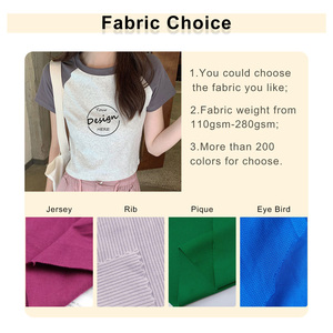 Deux couleurs dames basique manches raglan Crop hauts t-shirt brodé blanc encolure ronde bébé t-shirt femmes taille unique t-shirt - Product Image 3