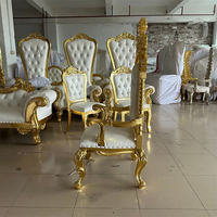 Chaise de trône royale blanche de luxe à haut dossier pour mariage, roi et reine, avec accoudoirs