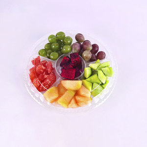 Plato de fruta de seis compartimentos transparente desechable personalizado para mascotas, caja de embalaje redonda, caja de plástico para ensaladas y frutas con tapa - Product Image 2