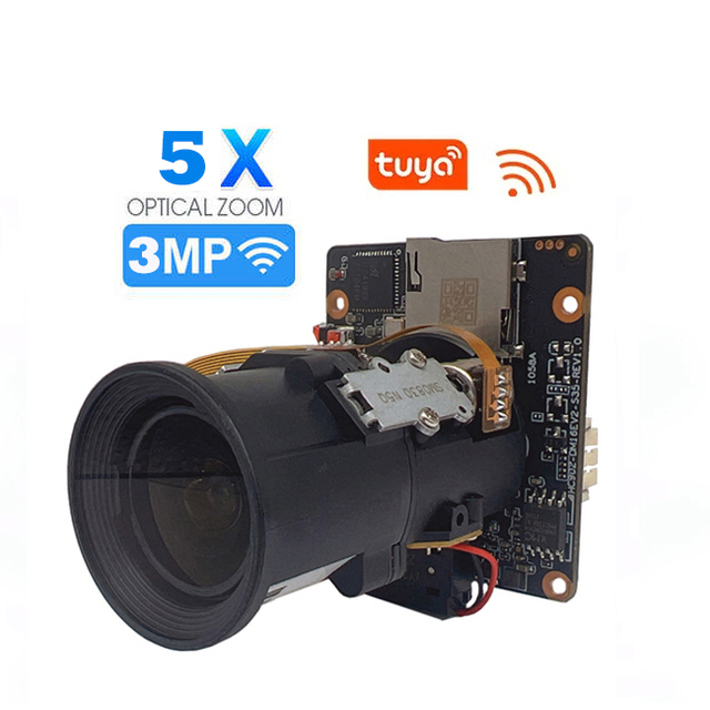 3MP WIFI PTZ Zoom IP Camera Board with 2.8-12mm Motorized Lens Goke 7205V200 IMX307 IPC Module Night Vision Function