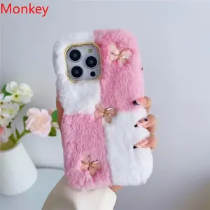Luxury Butterfly Case for iPhone 11 12 13 14 Pro Max X XR XS 6 7 8 14 Plus 5S 12Mini SE 3 Fluffy Plush Soft Silicone Phone Cover