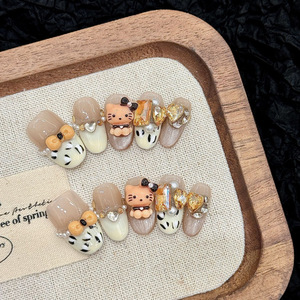 Venta al por mayor reutilizable 10 piezas <span class=keywords><strong>uñas</strong></span> artificiales 3D <span class=keywords><strong>Hello</strong></span> <span class=keywords><strong>Kitty</strong></span> hecho a mano acrílico Prensa en <span class=keywords><strong>uñas</strong></span> para niñas - Product Image 1