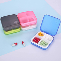 Boîte à pilules à 4 compartiments très vendue, distributeur de comprimés en acier inoxydable, organisateur de pilules, livraison directe, boîte à pilules en plastique