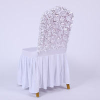 Rosette blanche Banquet mariage salle à manger chaise couvre Rose fleur jupe une pièce élastique chaise couverture dos satin rose fleur