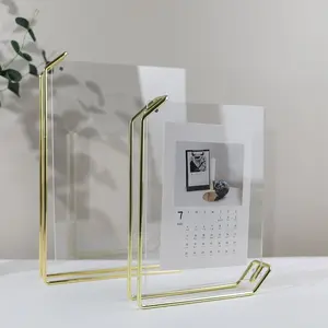 Magnetic Acrylic Geometry Iron Metal Photo Frames Double-sided Display Horizontal Vertical Frames Photo Albums Home Decor