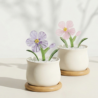 Fleur éternelle en verre violet de Murano faite à la main, idéale pour la Fête des Mères, la Fête des Enseignants, ou comme décoration de bureau