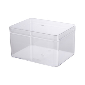 Boîte de rangement rectangulaire transparente en plastique avec couvercle, conteneur transparent pour collations, biscuits, confiseries, cadeaux, présentoir de bureau - Product Image 5