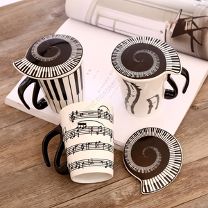 Taza de Cerámica con Notas Musicales Z633, Taza de Porcelana con Teclado de Piano, para Café, con Tapa, para Regalo, Venta al Por Mayor - Product Image 5