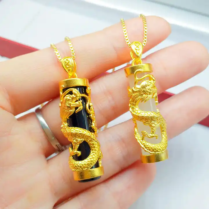 carved jade dragon pendant - JHL Jewelry