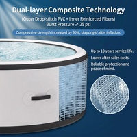 Spa gonflable portable avec éclairage LED intégré et 110-160 jets d'air, pour 4 à 6 personnes, bain à remous extérieur pour jardin.