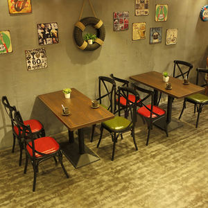 Venta caliente American Industrial Vintage Style Restaurant Coffee Table Fast Food Metal Cross Back Sillas <span class=keywords><strong>de</strong></span> comedor y juegos <span class=keywords><strong>de</strong></span> <span class=keywords><strong>mesa</strong></span> - Product Image 4