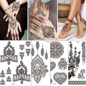 Top choix sur pour <span class=keywords><strong>Amazon</strong></span> Cross-Border New Black Lace Temporary Tattoo Stickers Waterproof Henné pour l'application du corps - Product Image 2