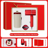 Coffret Cadeau d'Affaires de Luxe Personnalisé avec Logo : Bouteille Isotherme à Affichage Numérique Intelligent et Sèche-Cheveux Électrique 2-en-1 – Boîte Cadeau Souvenir Premium