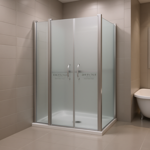 Puerta de Ducha Esmerilada de 29.9x74.8 Pulgadas con Marco Plateado, Vidrio Templado Deslizante, Diseño Minimalista - Product Image 2