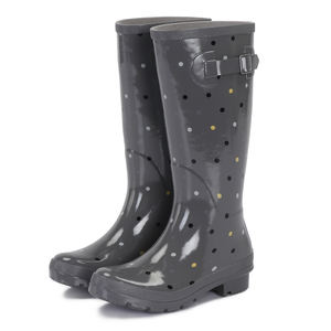 Zapatos de goma de plataforma de alta calidad y Botas de lluvia de PVC con tacón estampado de <span class=keywords><strong>rejilla</strong></span> de clase para mujer - Product Image 1