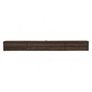 Sleek Walnut colour HIRADO 1.8M Wall Mounted TV Cabinet <b>Floating</b> Media <b>Unit</b> with Storage Shelf for Contemporary Home Interiors - Product Image 2