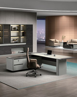 Bureau de direction moderne en métal avec rangement, montage facile, design en forme de L