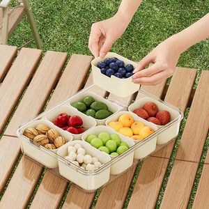 Boîte de rangement alimentaire portable en plastique pour voyage, avec compartiments, couvercle et poignée, empilable - Product Image 5