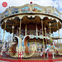 Équipement de divertissement extérieur parent-enfant : Manège de luxe à deux étages avec chevaux pour parcs d'attractions