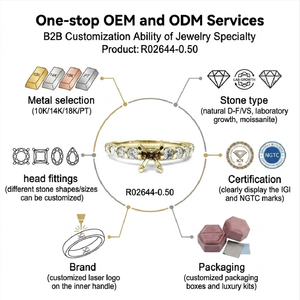 Vente en gros usine Bague de fiançailles semi-montée en or jaune 18 carats avec sertissage en canal et diamants latéraux ronds, 24h CAD, MOQ 1 pièce - Product Image 5