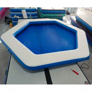 Tessitura gonfiabile piscina galleggiante piattaforma galleggiante DWF gonfiabile 10ft acqua esagonale piattaforma galleggiante isola lettino con schienale
