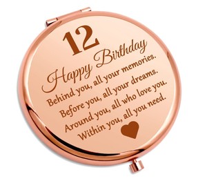 Feliz 12 cumpleaños regalo niñas inspirador viaje maquillaje espejo plateado religioso boda regalos invitados <span class=keywords><strong>hija</strong></span> - Product Image 1