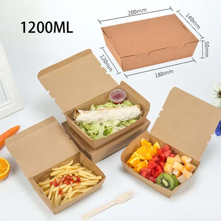 Cajas de embalaje de papel para comida para llevar personalizadas de 1200ML, venta al por mayor, caja para llevar de pollo frito chino desechable rápido para almuerzo
