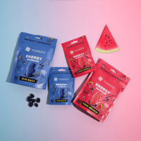 Marque privée 10 pièces Gummies énergétiques véganes saveur Blue Razz à action rapide avec caféine, Ashwagandha, extrait de thé vert et vitamine C