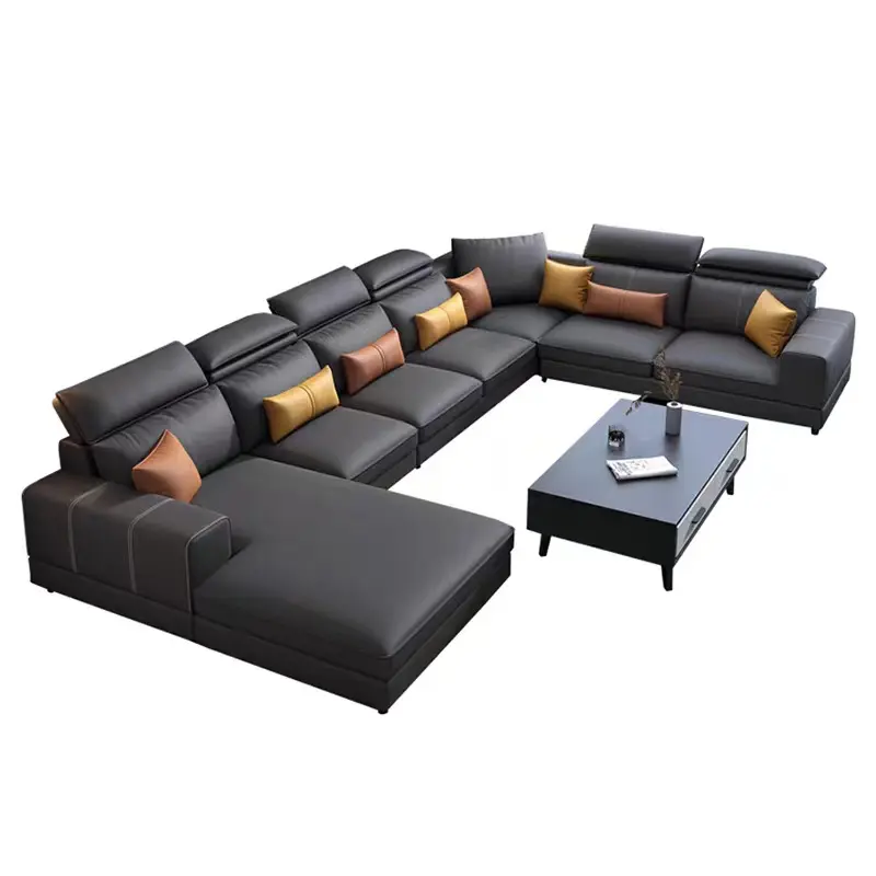 Nuevo diseño moderno de tela sofá cama reclinable en forma de U sofá seccional conjunto de fábrica de muebles sofás de sala de estar
