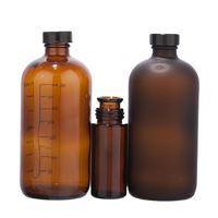 Vente en gros, bouteille vide en verre de 500ml pour médicaments liquides ambrés Boston