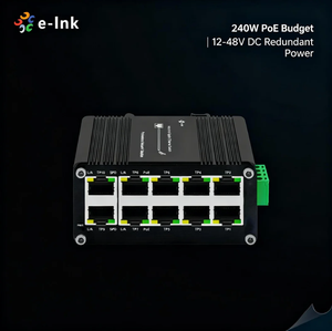 Industrieller 10-Port Gigabit PoE Switch 8 PoE+ Ports IEEE 802.3at 240W Gesamtbudget Weitspannungsbereich 12-48VDC - Product Image 2