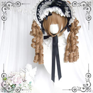 Perruque longue bouclée Lolita avec frange, en fibre Kanekalon, sans colle, boucles romaines, perruque complète pour femme, style clip pour cheveux - Product Image 2