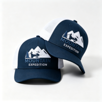 Casquette Trucker Respirante en Maille Brodé(e) avec Logo Personnalisé, Motif Pointe de Neige et Pin, Idéale pour l'Aventure en Montagne