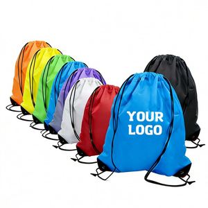 Custom Logo Cinch <b>Backpack</b> Colorful 210D Polyester Drawstring Back Pack Gym Sport Reciclable Draw String Cinch Bag with Cords - Product Image 1