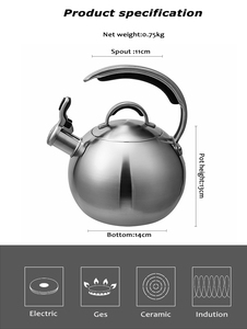 Bouilloire en acier inoxydable poli de qualité supérieure pour induction et gaz, ronde, pour camping et pique-nique, avec poignée isolée K - Product Image 6