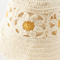DB1263386 DAVE BELLA Sombrero para Niños, Sombrero de Verano para Niñas, Moda Casual para Exteriores, Sombrero para el Sol con Flores, Sombrero Tejido de Algodón Puro