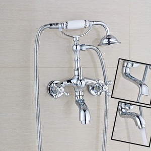 Bộ Vòi Hoa Sen Bồn Tắm Tay Cầm Kép Mạ Crôm Được Đánh Bóng Bằng Đồng Vòi Nước Bồn Tắm Kiểu Điện Thoại Gắn Tường Vòi Nước Trộn Với Vòi Sen Tay XR7904 - Product Image 2