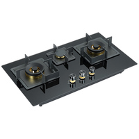 Table de cuisson à gaz GPL encastrable 3 brûleurs en verre trempé pour hôtel et usage domestique, avec sécurité anti-extinction de flamme, classe A+, allumage par impulsion (OEM&ODM)