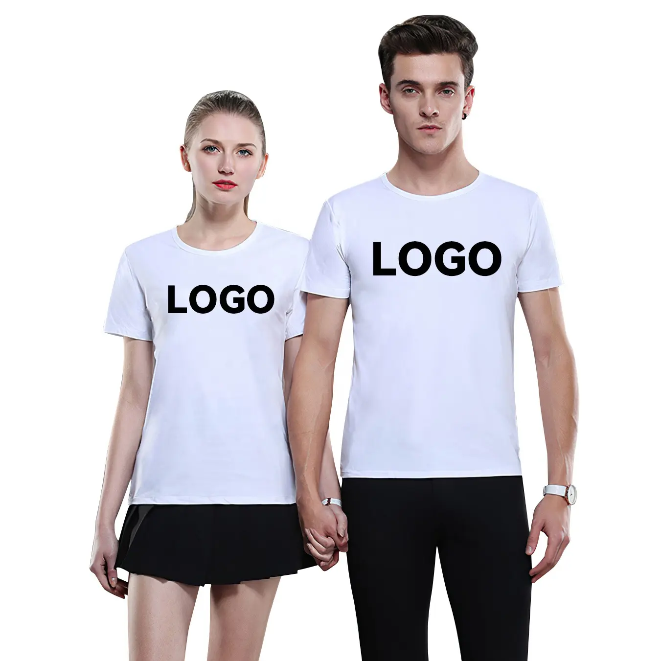 T-Shirt blanc imprimé, vente en gros pas cher, uni, vêtements personnalisés