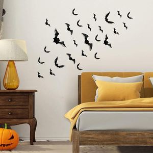 Autocollants de chauve-souris en plastique noir à effet 3D pour Halloween, 88 pièces par paquet, décorations de fête en provenance de Chine BF888 - Product Image 3