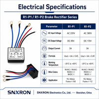 SNXRON R1-P1 R1-P2 AC220V/380V Ke DC99V/170V 3A Modul Penyearah Setengah Gelombang 4-Kawat Catu Daya Rem Motor