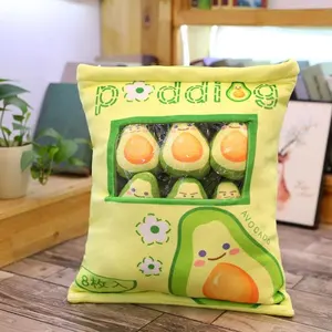 Sac de Pudding en peluche Mini boules d'animaux Fruit Hamster pingouin avocat nourriture en peluche oreiller de collation