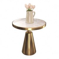 Ensemble de tables basses rondes en acier inoxydable, titane, or et marbre, meubles de luxe pour canapé
