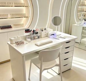 Professional Manicure Nail Table With Storage Drawers Multi‑Function Nail Tech <b>Work</b> <b>Desk</b> Suitable For Home Office <b>Small</b> Studio - Product Image 1