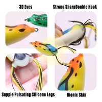 Leurre de surface souple en forme de grenouille corpulente, avec revêtement coloré, jupe en silicone et hameçons anti-herbe pour la pêche au snakehead, au bar et en eau douce