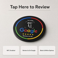 Carte NFC personnalisée en acrylique avec logo pour avis Google, NTAG213 13.56MHz, autocollant de table étanche pour restaurant, hôtel, café, vente en gros