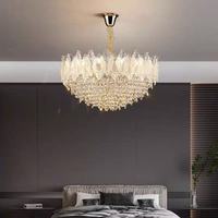 Grand luminaire suspendu rond d'intérieur de luxe pour salon Lampe suspendue à LED noire dorée Décoration intérieure Lustre en cristal nordique moderne K9