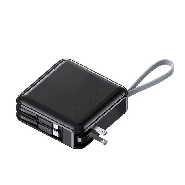 2026 New 4-in-1 Multifunctional Charger Case 10000mAh Power Bank Built-In Cable AC Plug LI-Polymer Battery Mobile Power Supply