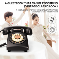 Décoration de mariage en gros mariage téléphone livre d'or pour audio noir rétro vieux téléphone enregistrement messages téléphone